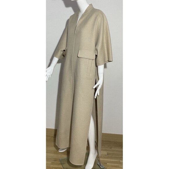 $2,268 MAX MARA Womens Long Overcoat Slit Camel Hair Maxi Dress Us 10 Beige Tan - Picture 2 of 16